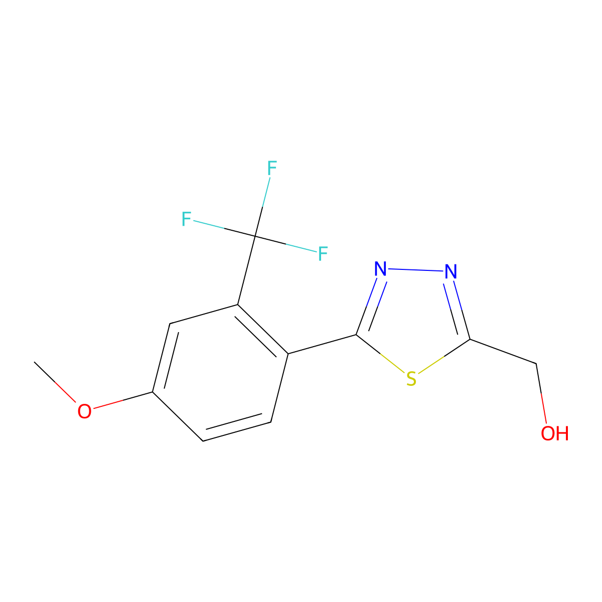 {5-[4-Methoxy-2-(trifluoromethyl)phenyl]-1,3,4-thiadiazol-2-yl}methanol molecular structure, CAS 1350351-93-7