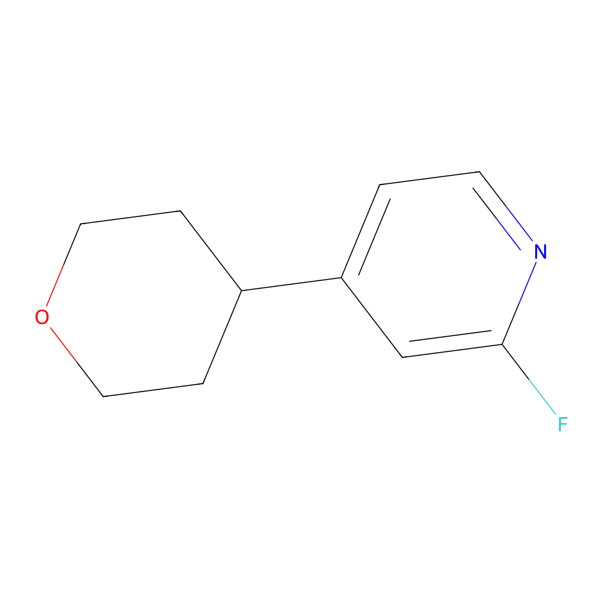 2-fluoro-4-(tetrahydro-2H-pyran-4-yl)pyridine molecular structure, CAS 1350356-56-7