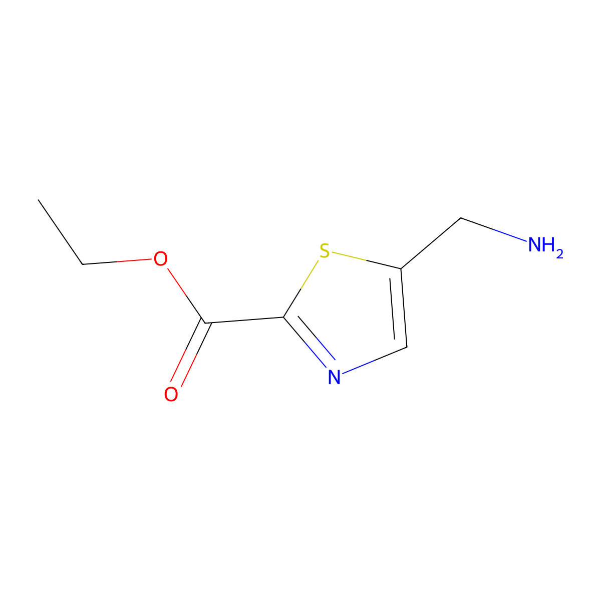 Ethyl 5-(aminomethyl)-1,3-thiazole-2-carboxylate molecular structure, CAS 1350361-49-7