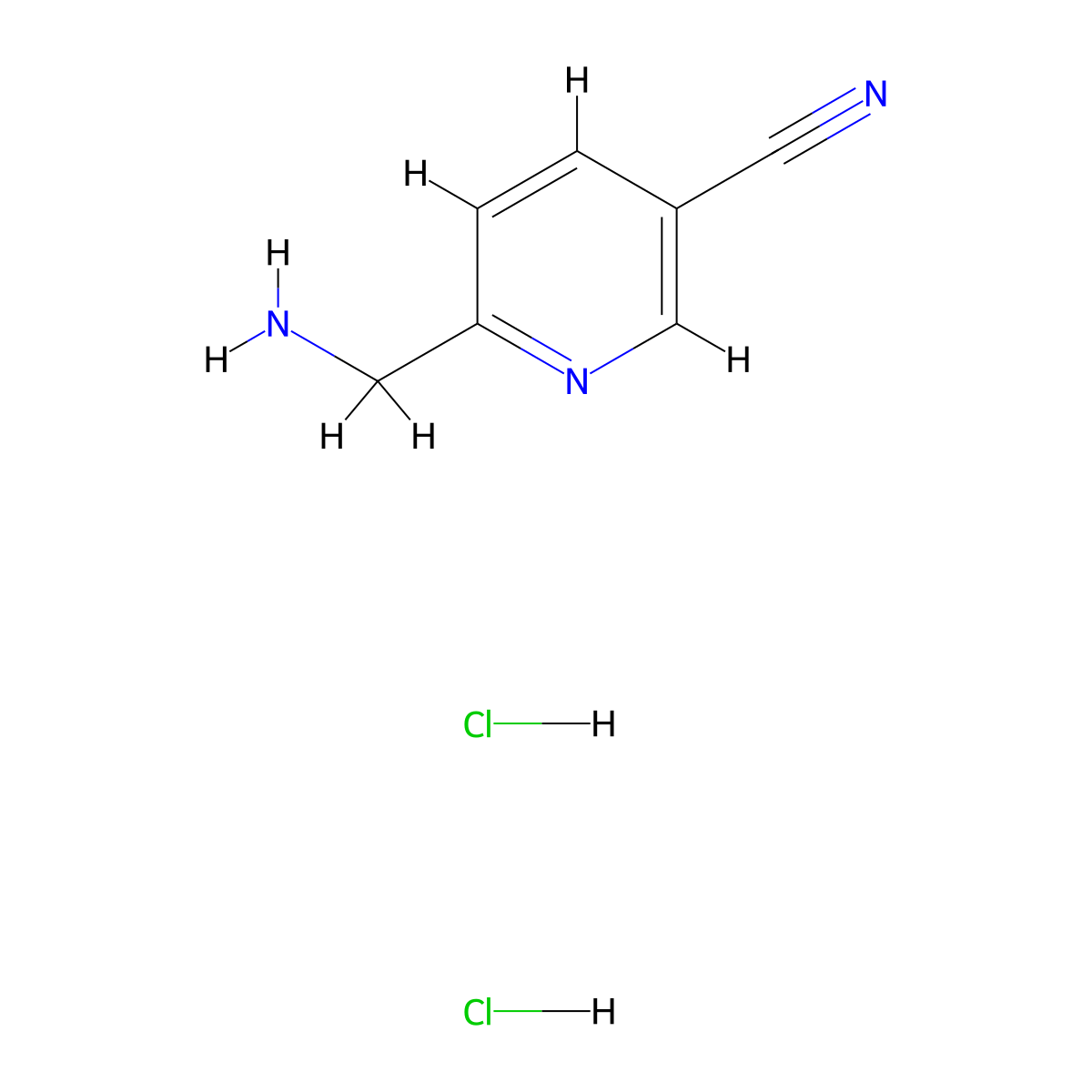 6-Aminomethylnicotinonitrile dihydrochloride molecular structure, CAS 1350362-43-4