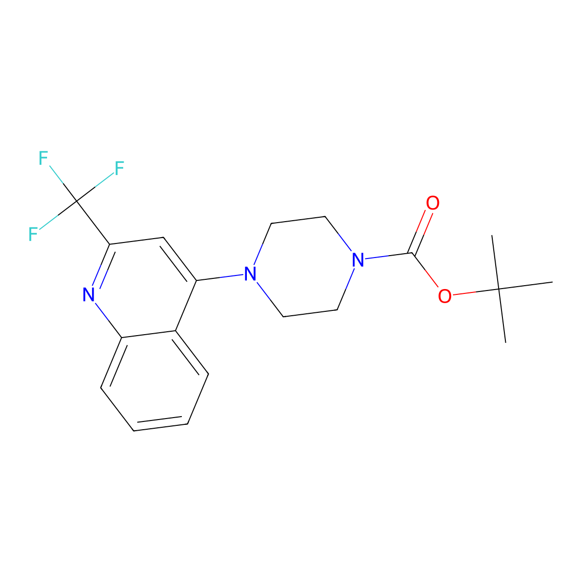 tert-Butyl 4-(2-(trifluoromethyl)quinolin-4-yl)piperazine-1-carboxylate molecular structure, CAS 1350362-69-4