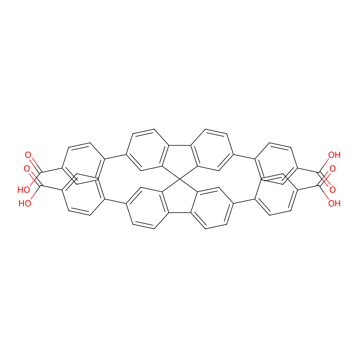 4,4',4'',4'''-(9,9'-Spirobi[fluorene]-2,2',7,7'-tetrayl)tetrabenzoic acid molecular structure, CAS 1350363-07-3