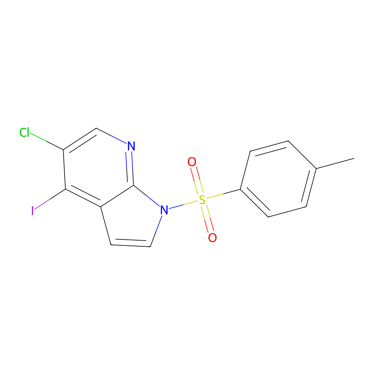 5-chloro-4-iodo-1-tosyl-1H-pyrrolo[2,3-b]pyridine molecular structure, CAS 1350375-64-2