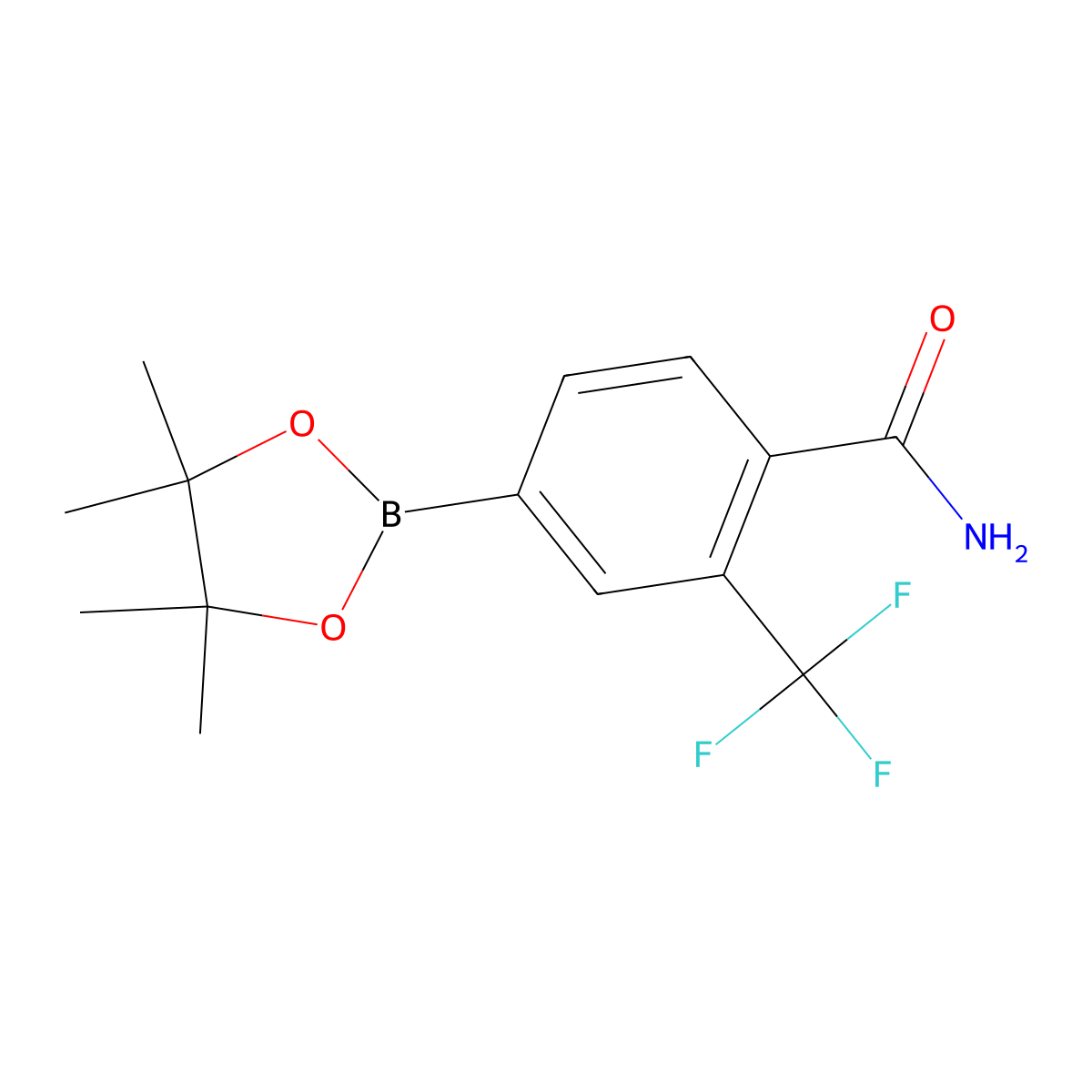 4-(4,4,5,5-Tetramethyl-1,3,2-dioxaborolan-2-yl)-2-(trifluoromethyl)benzamide molecular structure, CAS 1350426-21-9