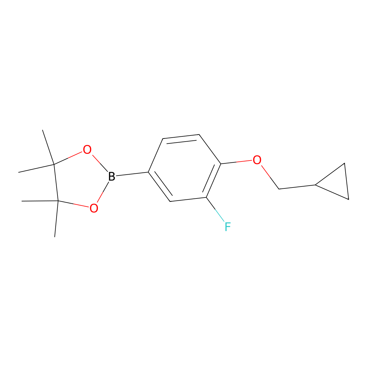 2-(4-(Cyclopropylmethoxy)-3-fluorophenyl)-4,4,5,5-tetramethyl-1,3,2-dioxaborolane molecular structure, CAS 1350427-03-0