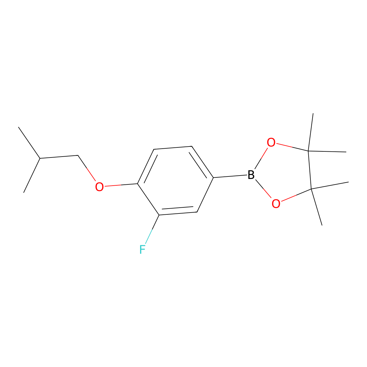 2-(3-Fluoro-4-isobutoxyphenyl)-4,4,5,5-tetramethyl-1,3,2-dioxaborolane molecular structure, CAS 1350427-05-2