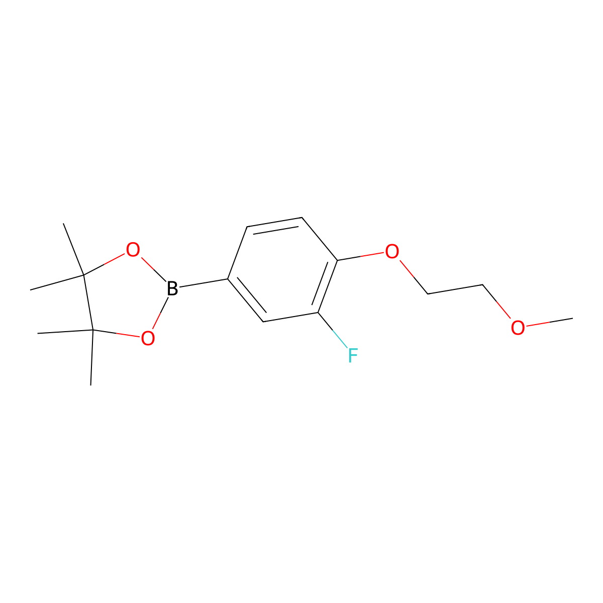 2-(3-Fluoro-4-(2-methoxyethoxy)phenyl)-4,4,5,5-tetramethyl-1,3,2-dioxaborolane molecular structure, CAS 1350427-14-3