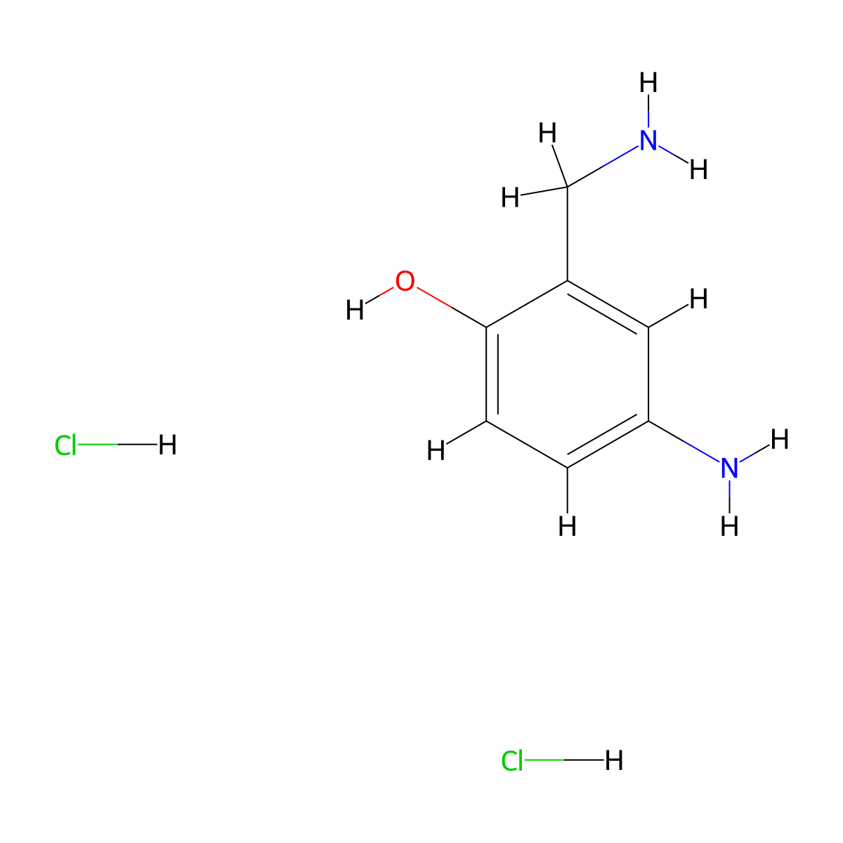 2-Aminomethyl-p-aminophenol dihydrochloride molecular structure, CAS 135043-64-0