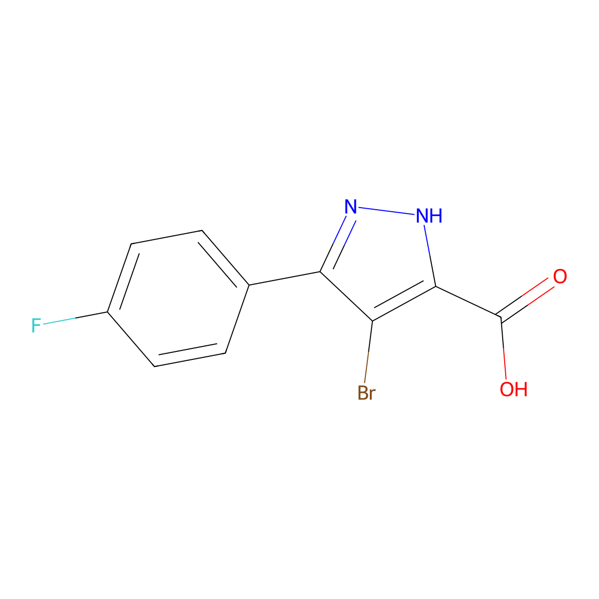 4-bromo-3-(4-fluorophenyl)-1H-pyrazole-5-carboxylic acid molecular structure, CAS 1350443-31-0