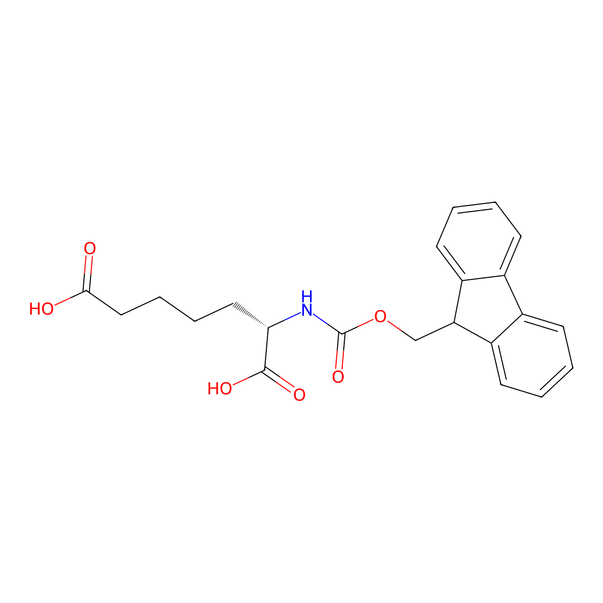 (S)-2-((((9H-Fluoren-9-yl)methoxy)carbonyl)amino)heptanedioic acid molecular structure, CAS 1350450-51-9