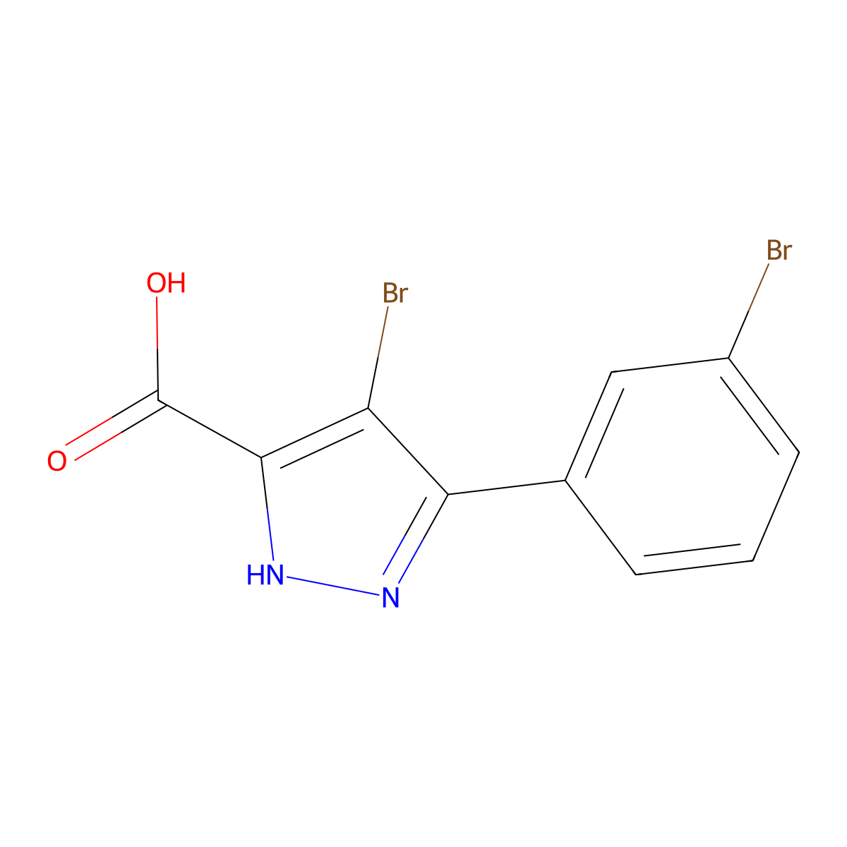 4-bromo-3-(3-bromophenyl)-1H-pyrazole-5-carboxylic acid molecular structure, CAS 1350454-01-1