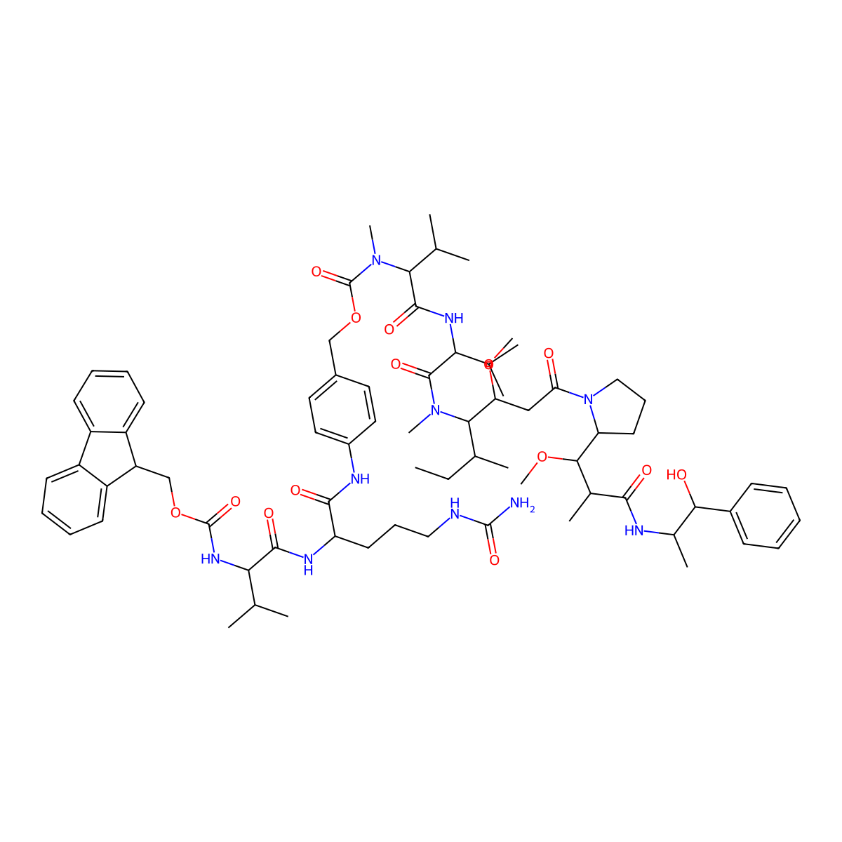 Fmoc-Val-Cit-PAB-MMAE molecular structure, CAS 1350456-56-2