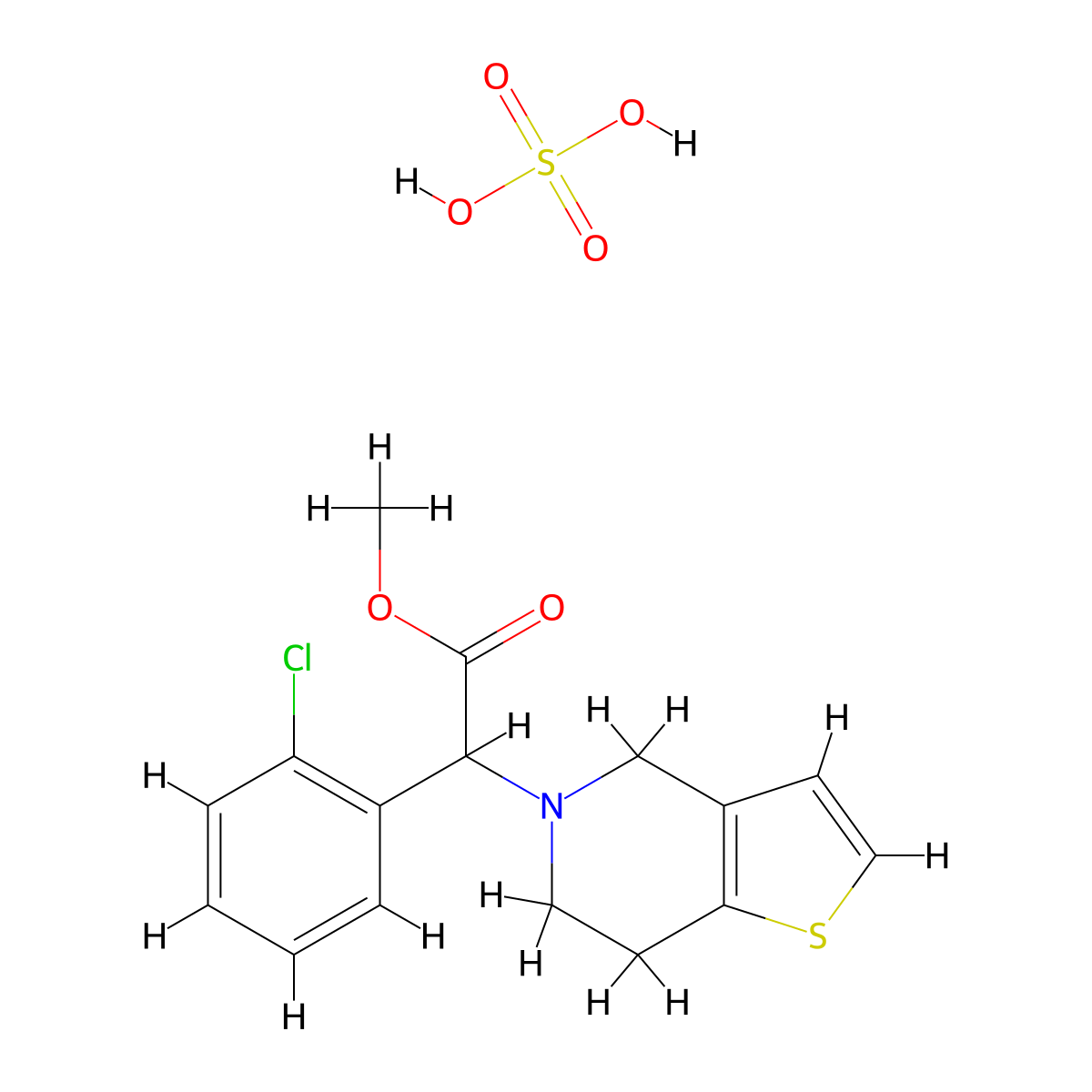 (+-)-Clopidogrel bisulfate molecular structure, CAS 135046-48-9