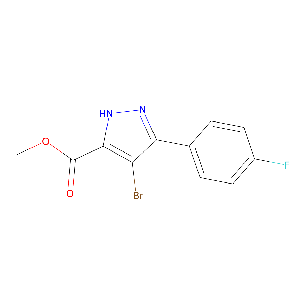 methyl 4-bromo-3-(4-fluorophenyl)-1H-pyrazole-5-carboxylate molecular structure, CAS 1350465-88-1
