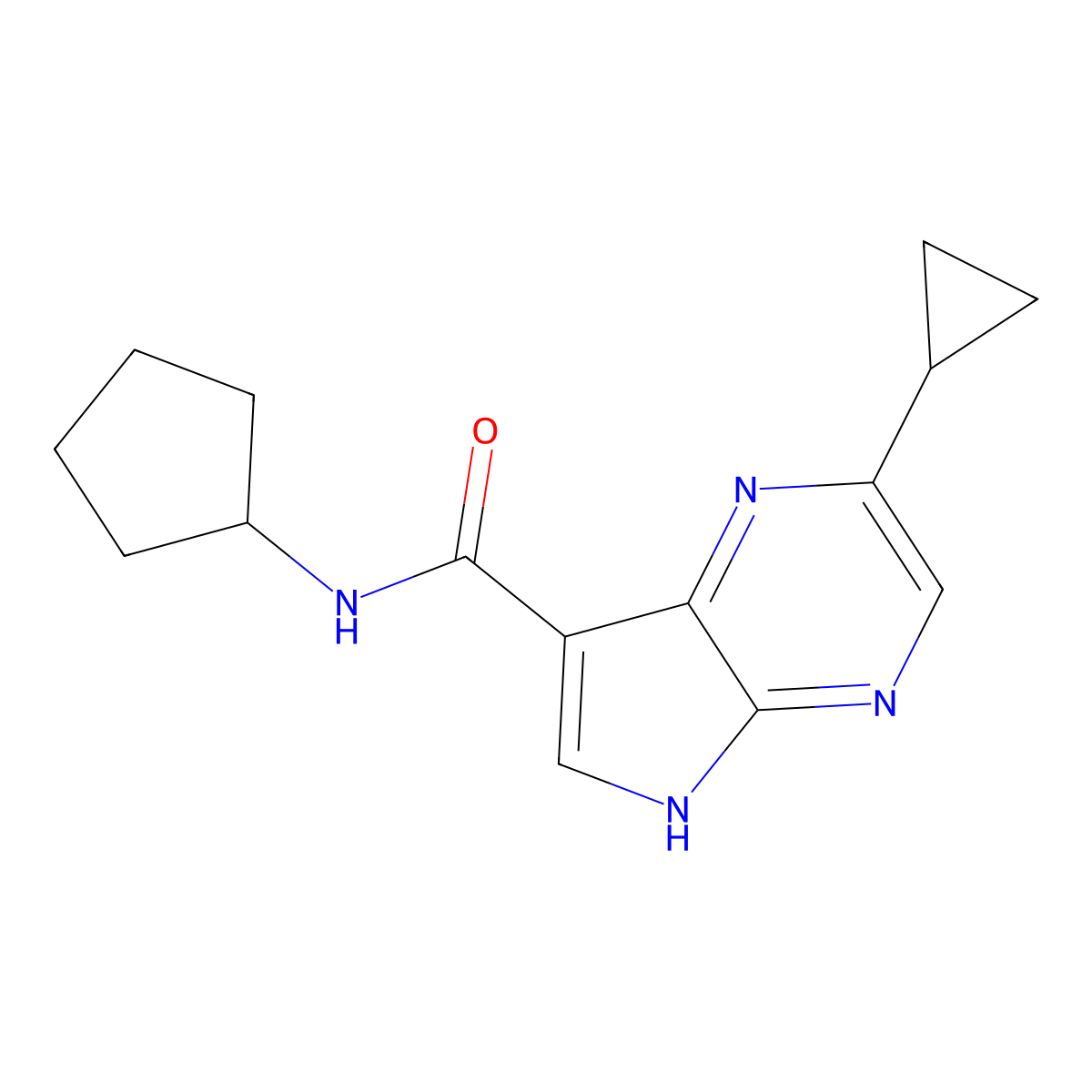 N-cyclopentyl-2-cyclopropyl-5H-pyrrolo[2,3-b]pyrazine-7-carboxamide molecular structure, CAS 1350473-05-0