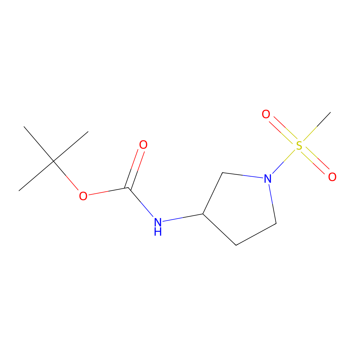 3-(Boc-amino)-1-methanesulfonylpyrrolidine molecular structure, CAS 1350473-33-4