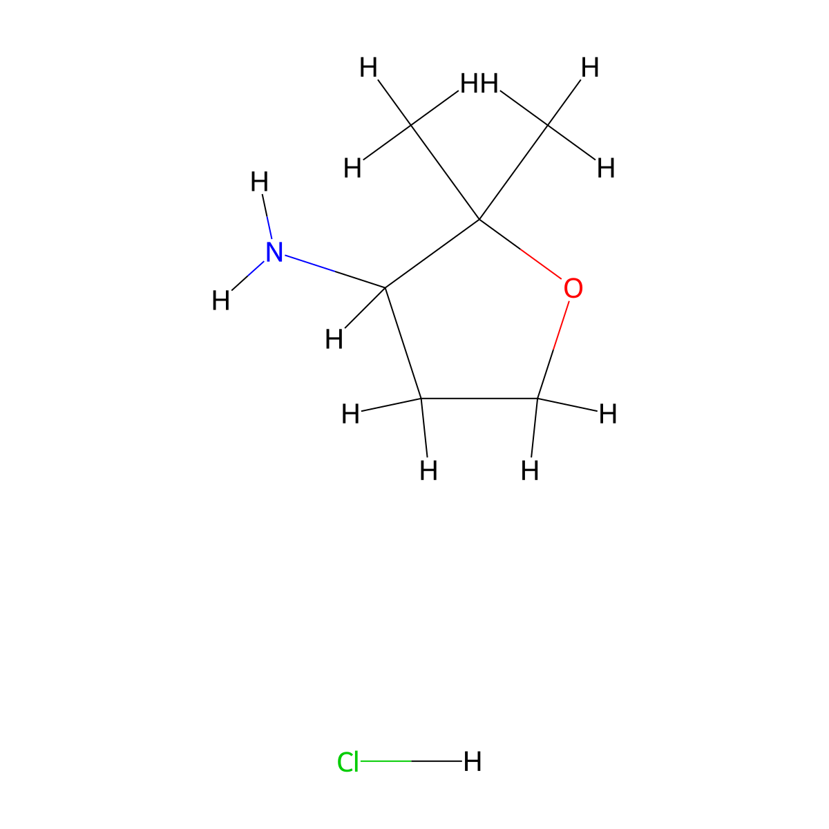 (2,2-Dimethyltetrahydrofuran-3-yl)amine hydrochloride molecular structure, CAS 1350473-50-5