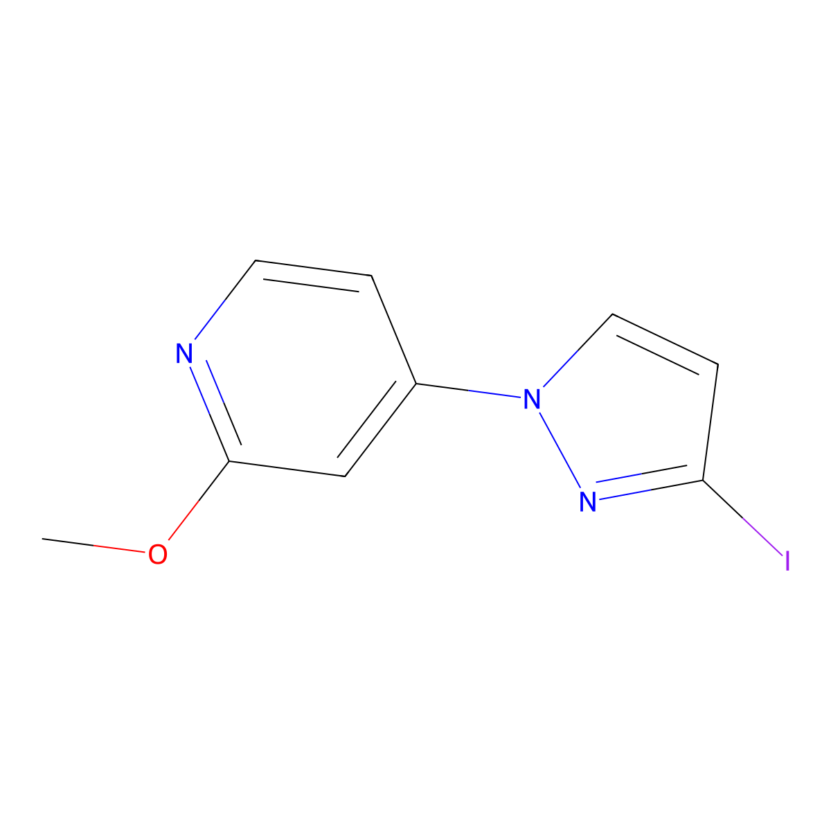 4-(3-Iodo-1H-pyrazol-1-yl)-2-methoxypyridine molecular structure, CAS 1350475-30-7