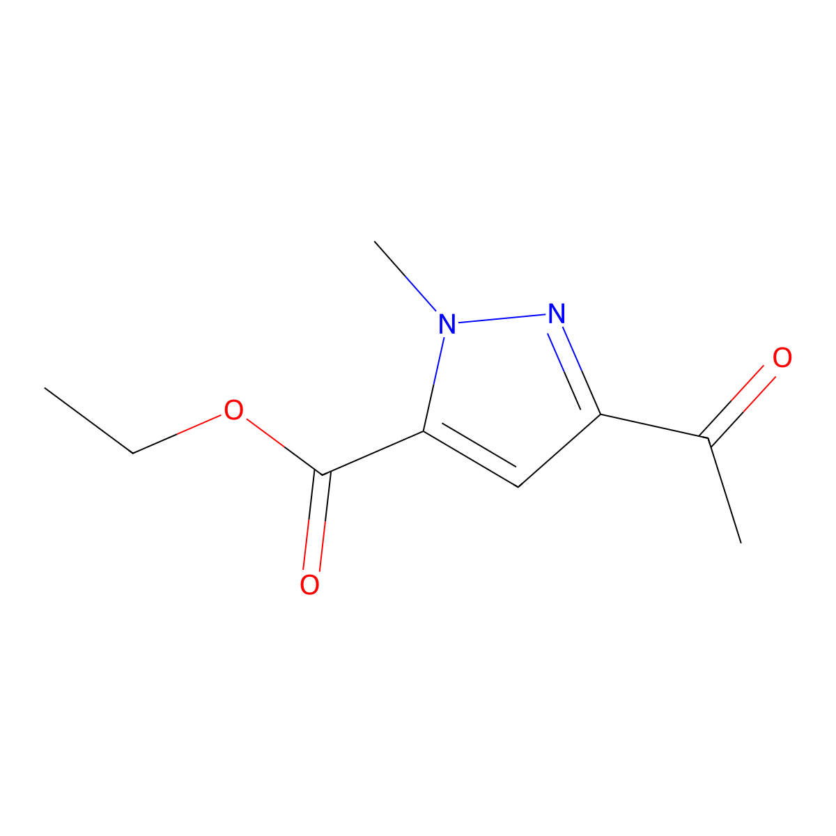 ethyl 3-acetyl-1-methyl-1H-pyrazole-5-carboxylate molecular structure, CAS 1350475-31-8