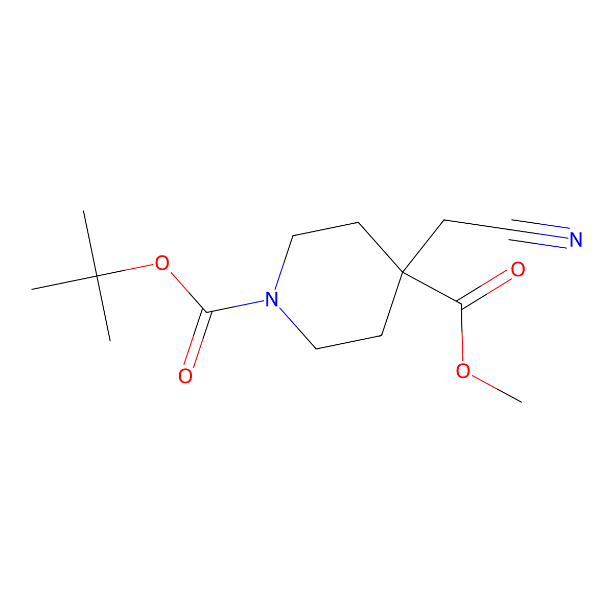 1-tert-Butyl 4-methyl 4-(cyanomethyl)piperidine-1,4-dicarboxylate molecular structure, CAS 1350475-42-1