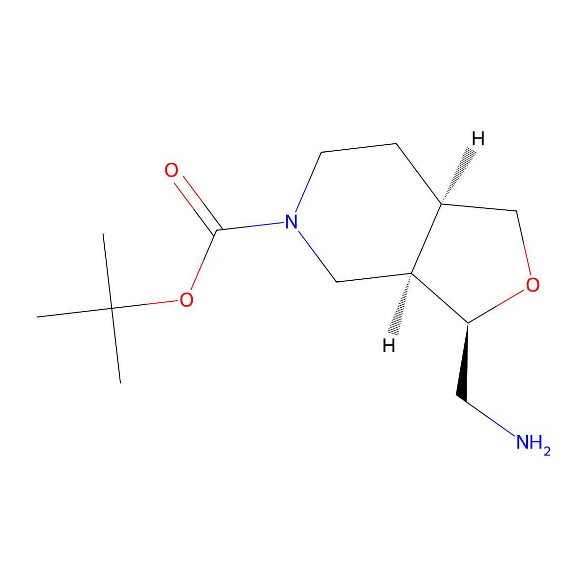tert-butyl (3R,3aR,7aR)-3-(aminomethyl)-3,3a,4,6,7,7a-hexahydro-1H-furo[3,4-c]pyridine-5-carboxylate molecular structure, CAS 1350475-45-4