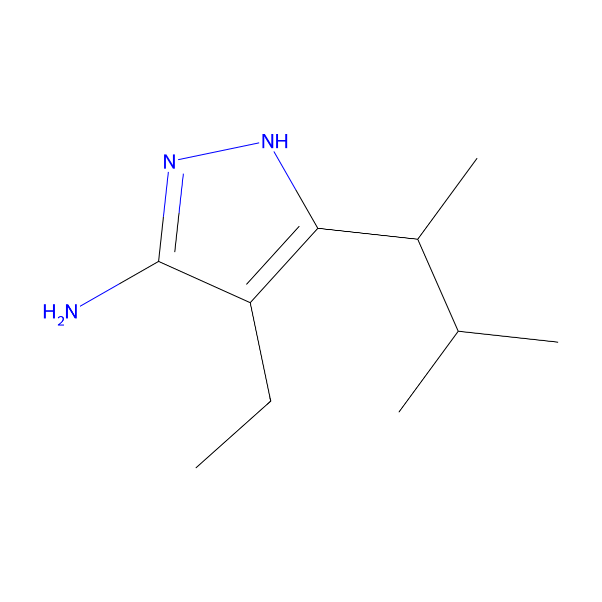 4-ethyl-3-(3-methylbutan-2-yl)-1H-pyrazol-5-amine molecular structure, CAS 1350477-70-1