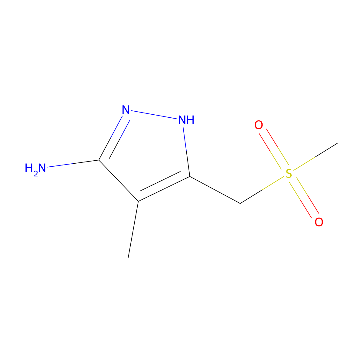 3-(Methanesulfonylmethyl)-4-methyl-1H-pyrazol-5-amine molecular structure, CAS 1350477-71-2