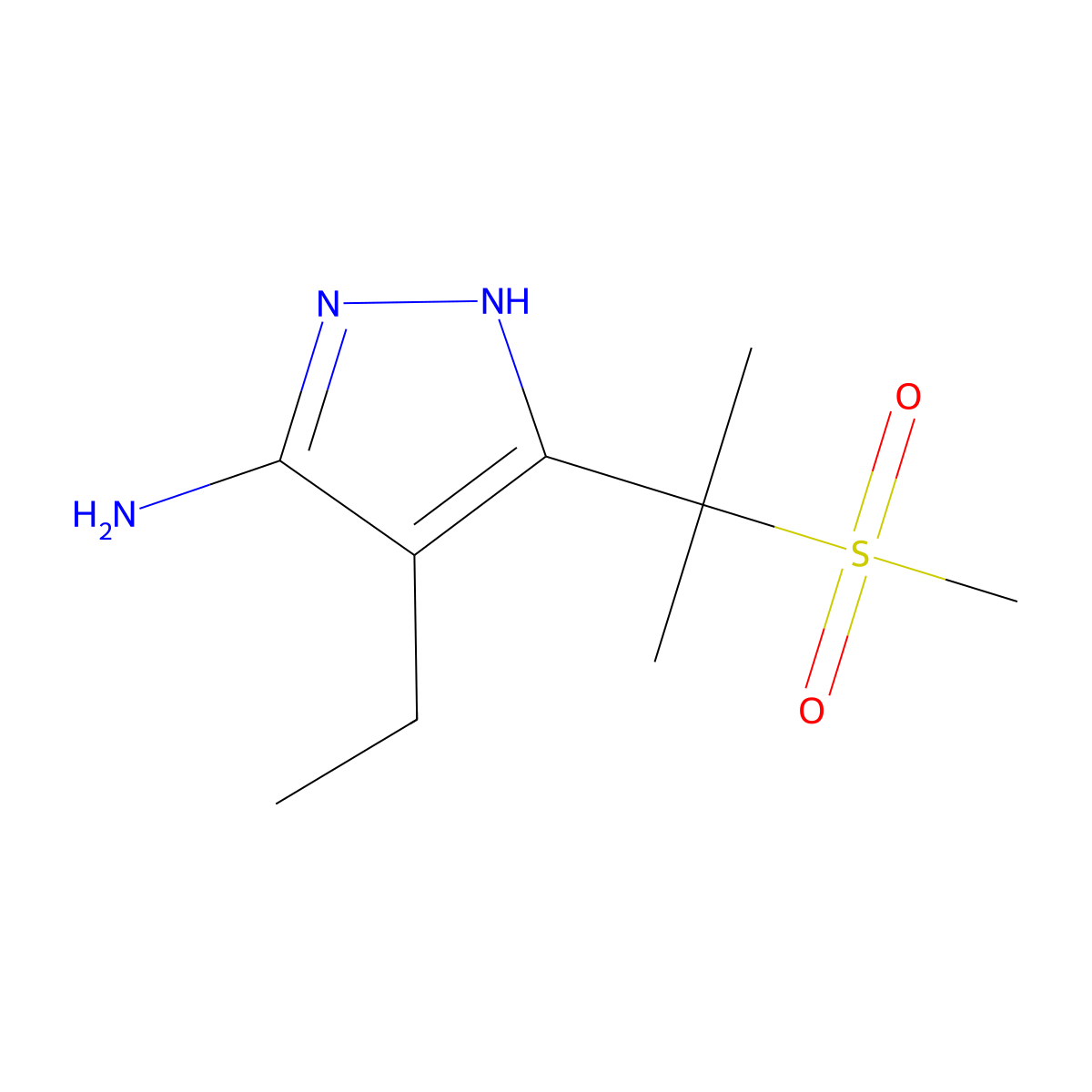 4-Ethyl-3-(2-(methylsulfonyl)propan-2-yl)-1h-pyrazol-5-amine molecular structure, CAS 1350477-92-7