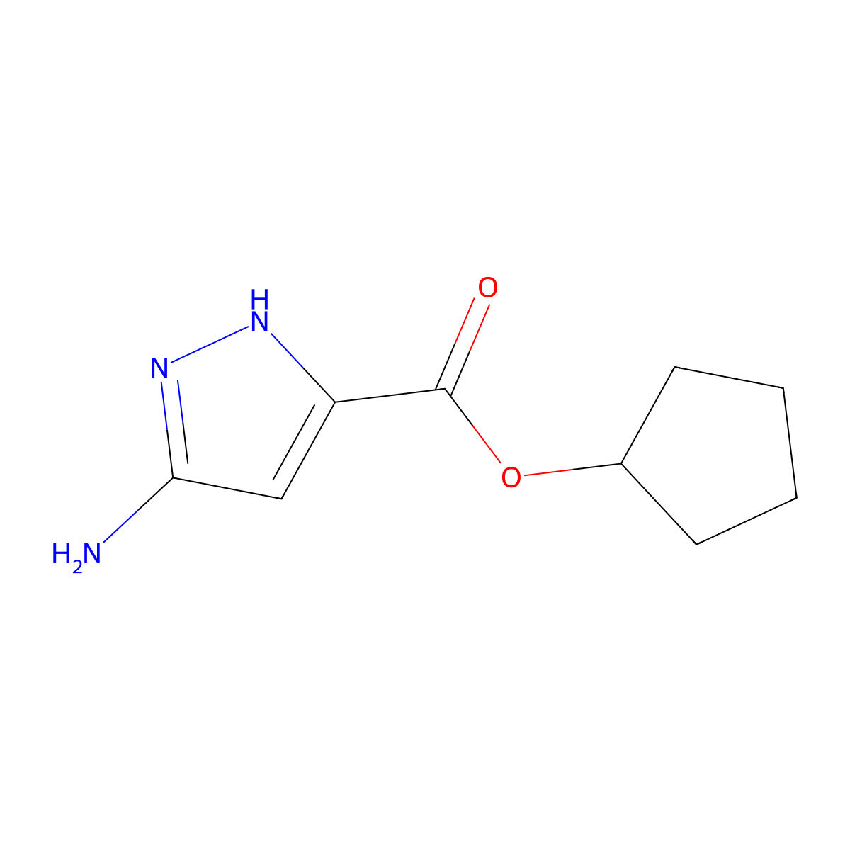 cyclopentyl 5-amino-1H-pyrazole-3-carboxylate molecular structure, CAS 1350478-75-9