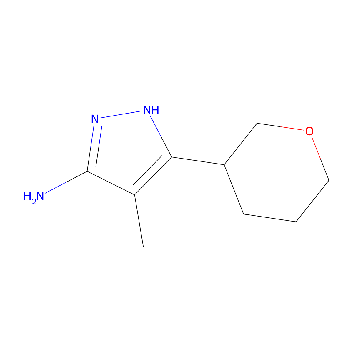 4-Methyl-3-(oxan-3-YL)-1H-pyrazol-5-amine molecular structure, CAS 1350478-76-0
