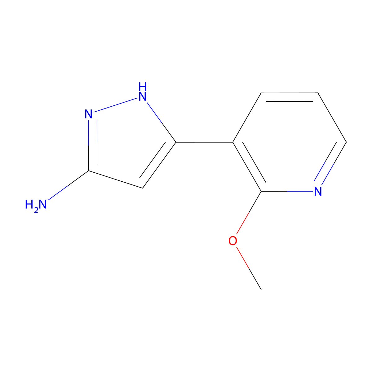 5-(2-methoxypyridin-3-yl)-1H-pyrazol-3-amine molecular structure, CAS 1350478-97-5