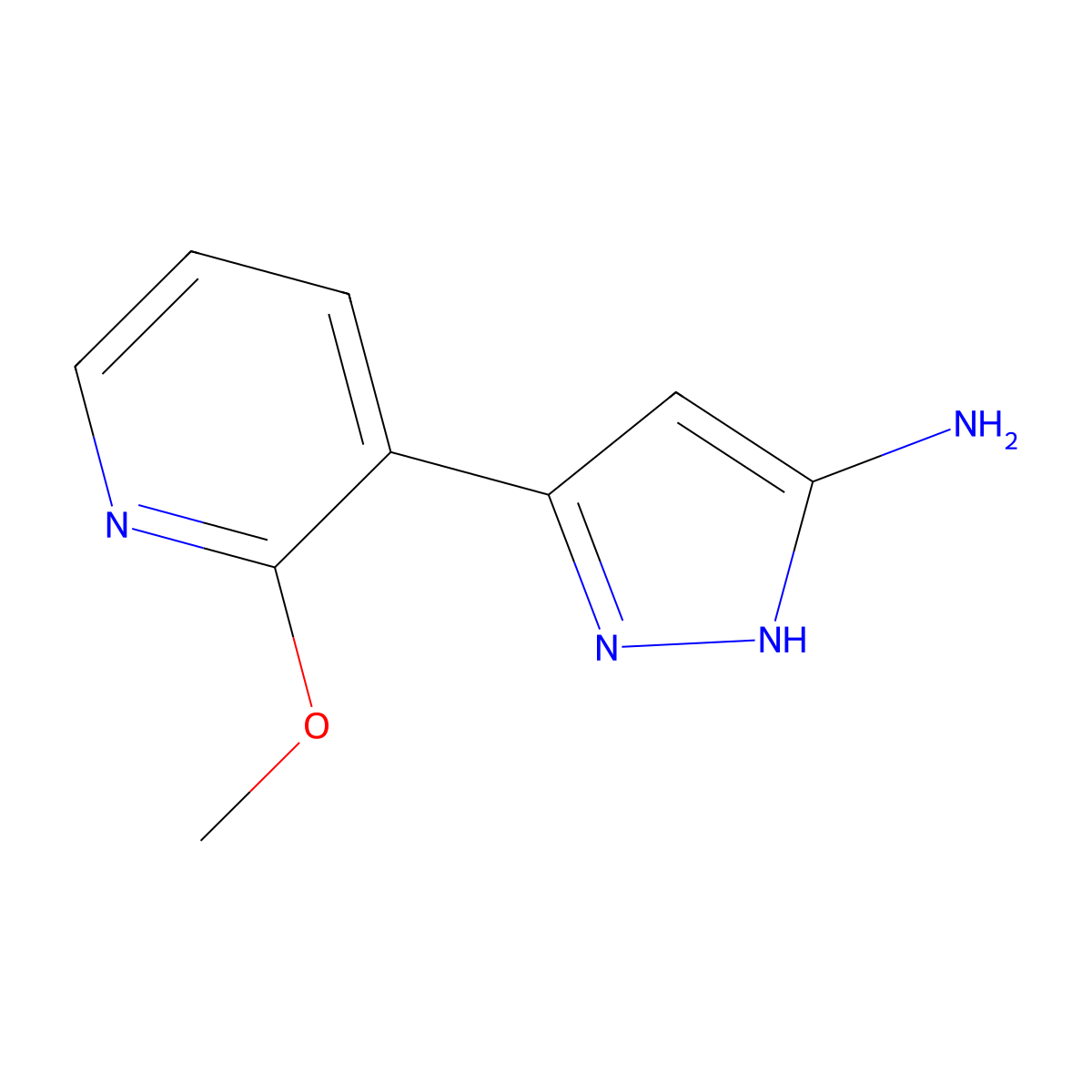 5-(2-methoxypyridin-3-yl)-1H-pyrazol-3-amine molecular structure, CAS 1350478-97-5