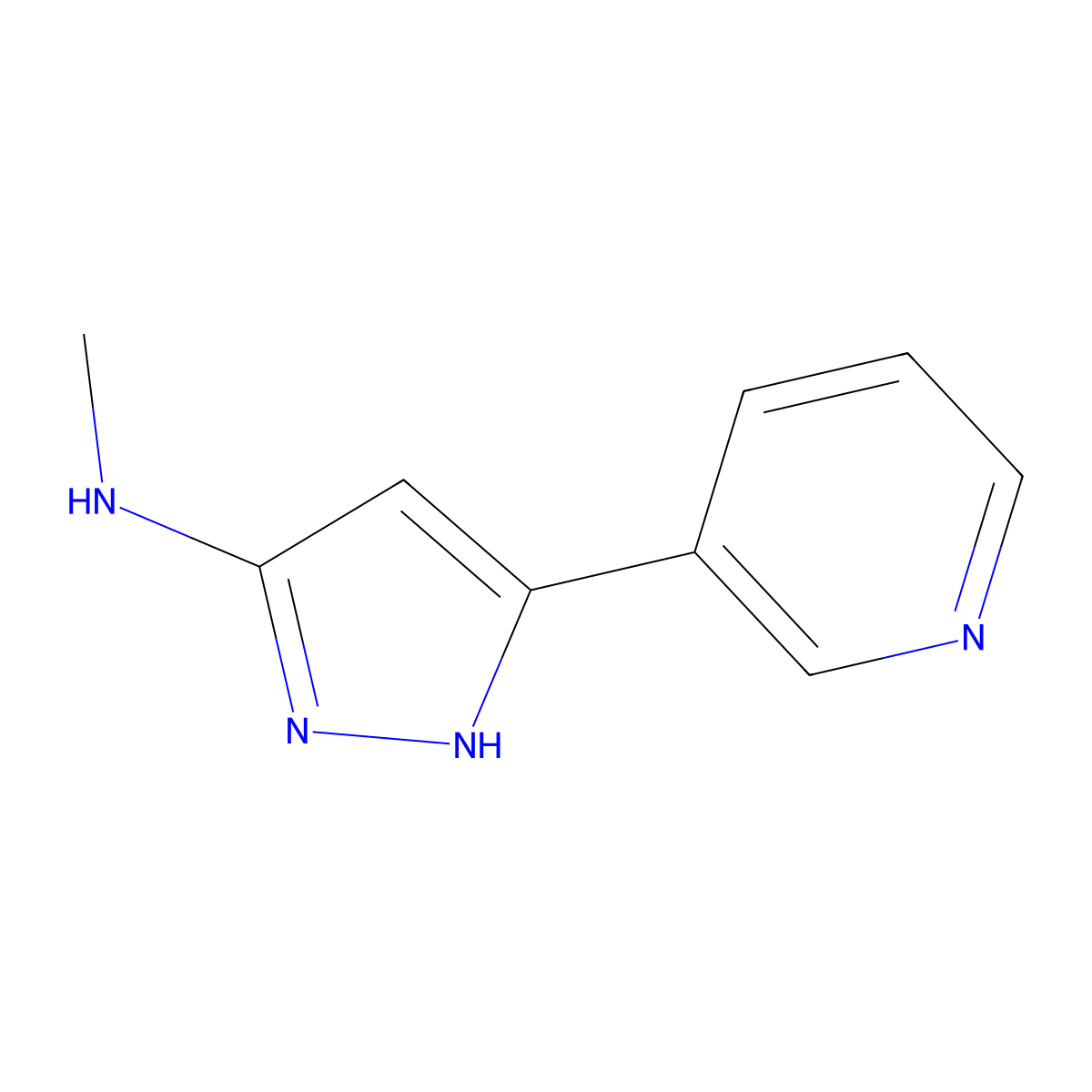 N-methyl-5-(pyridin-3-yl)-1H-pyrazol-3-amine molecular structure, CAS 1350478-98-6