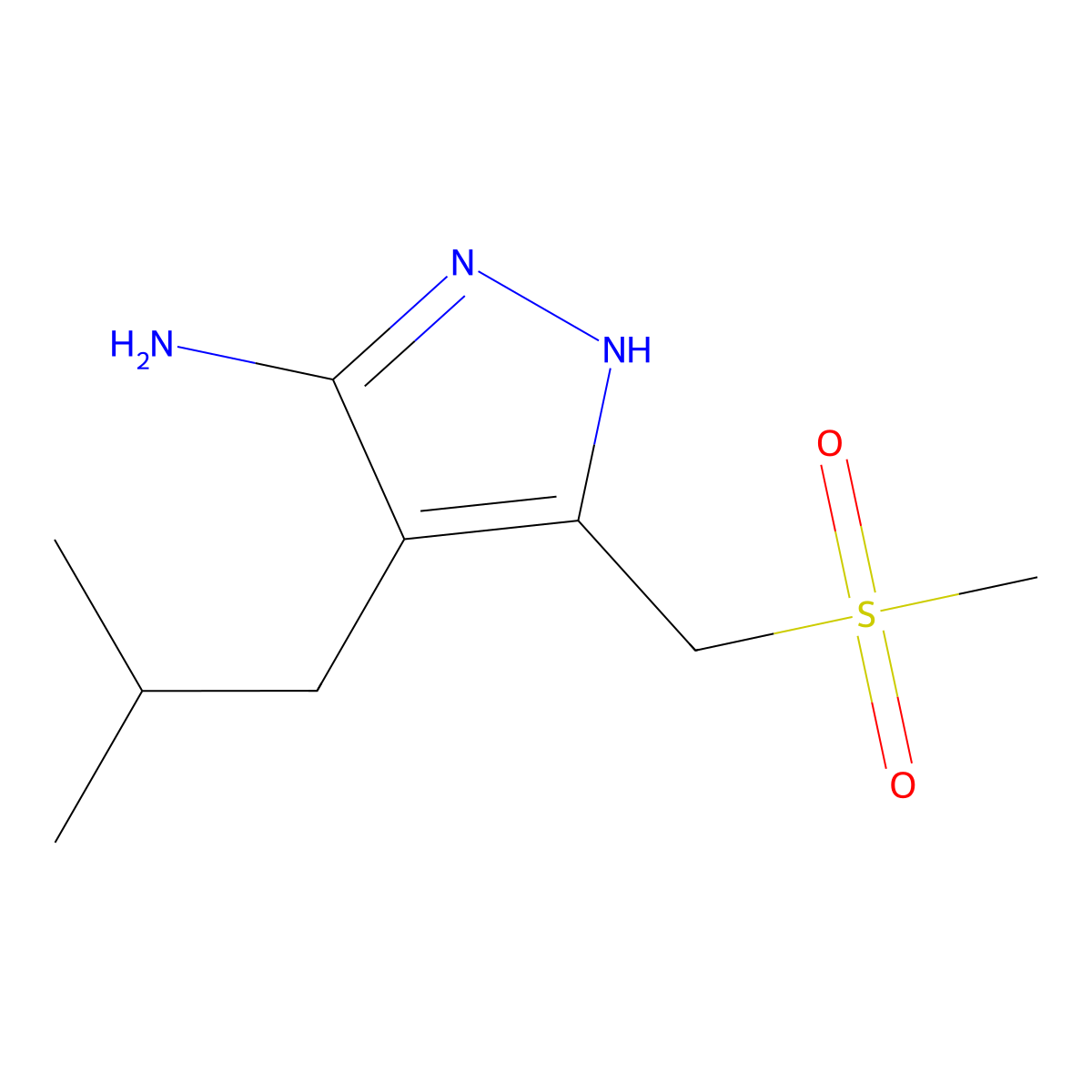 4-Isobutyl-3-((methylsulfonyl)methyl)-1h-pyrazol-5-amine molecular structure, CAS 1350479-20-7