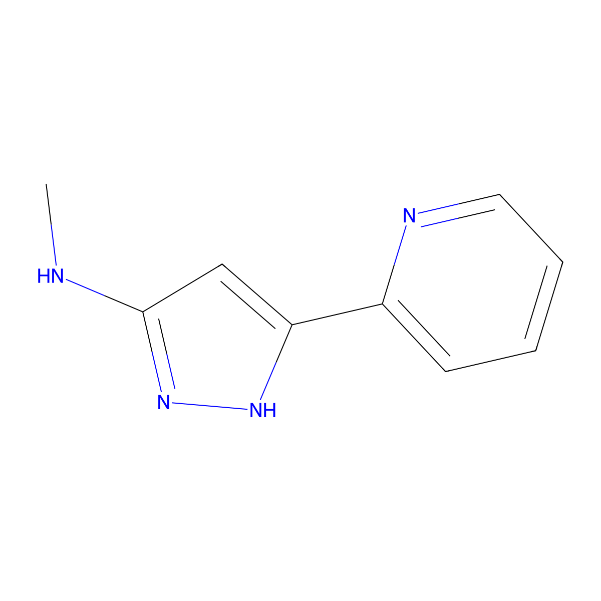 N-methyl-5-(pyridin-2-yl)-1H-pyrazol-3-amine molecular structure, CAS 1350479-38-7