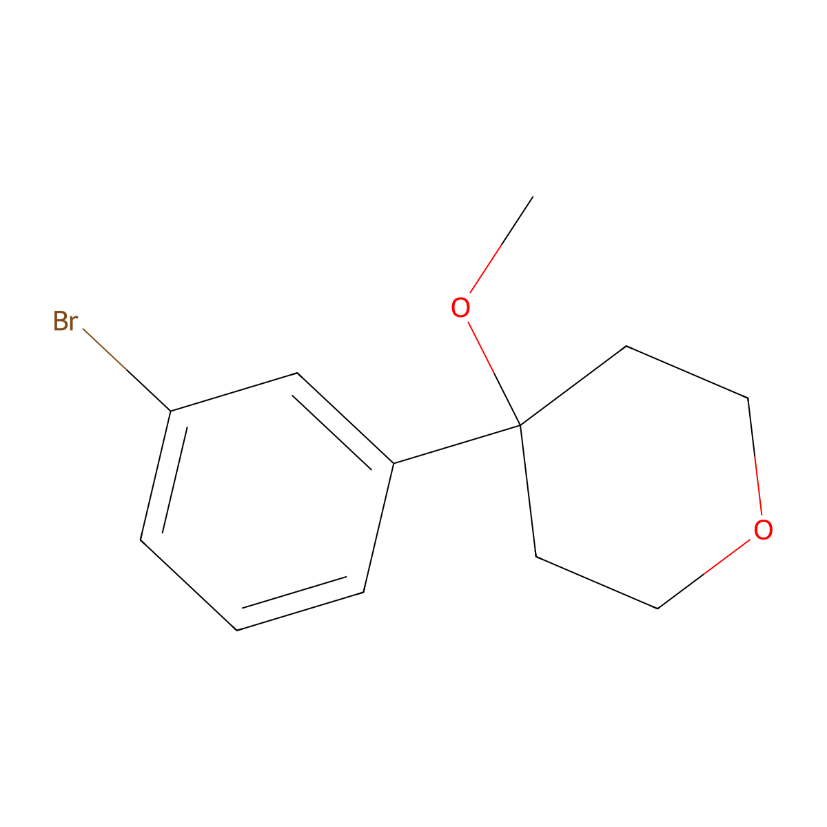 4-(3-Bromophenyl)-4-methoxyoxane molecular structure, CAS 135048-93-0