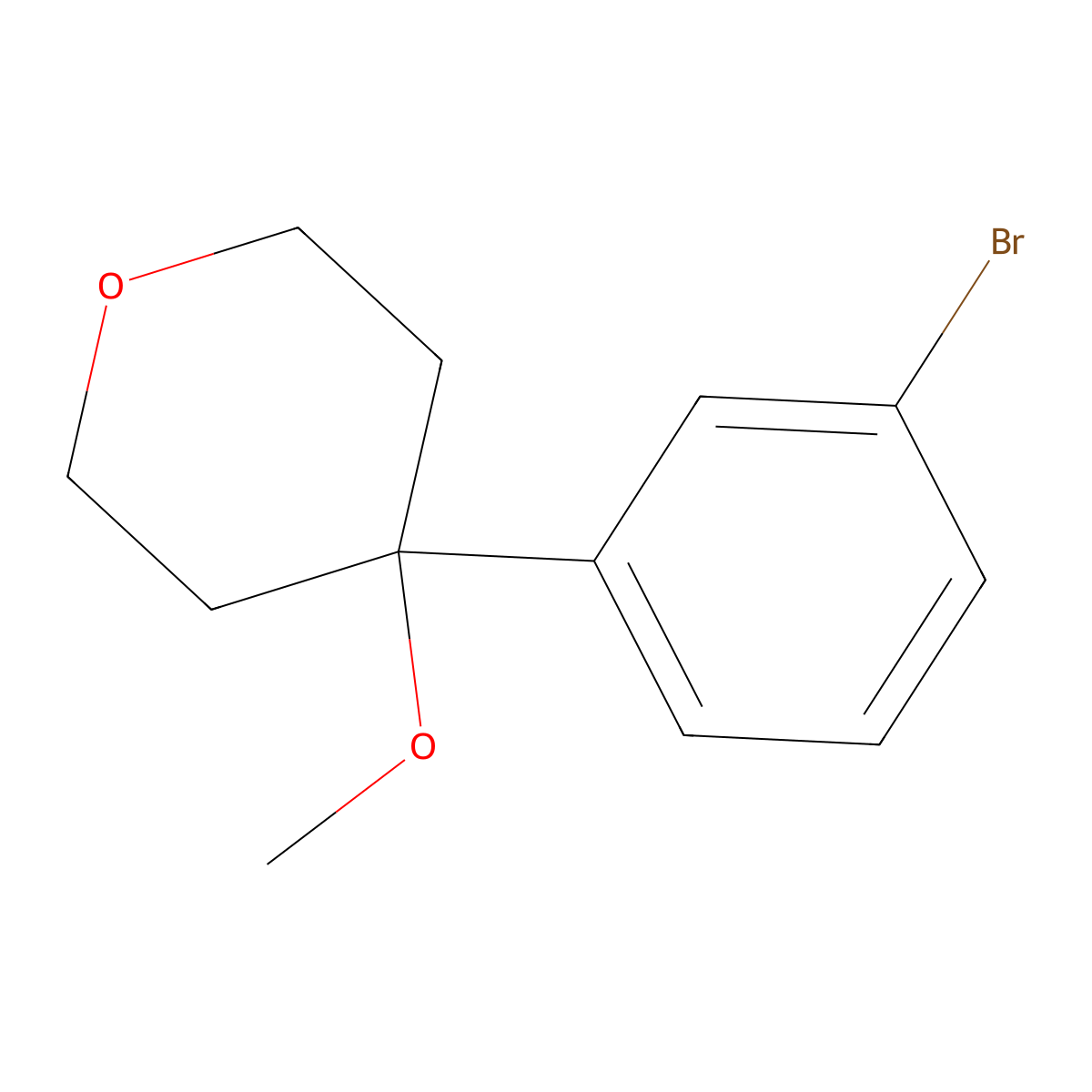 4-(3-Bromophenyl)-4-methoxyoxane molecular structure, CAS 135048-93-0