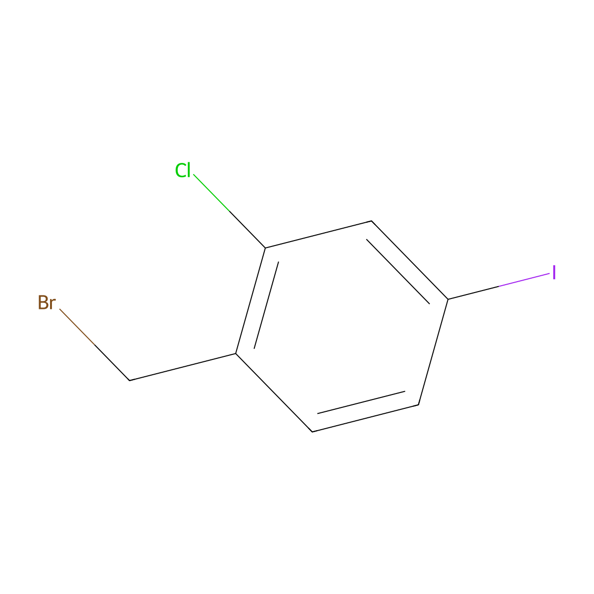 1-(Bromomethyl)-2-chloro-4-iodobenzene molecular structure, CAS 135049-84-2