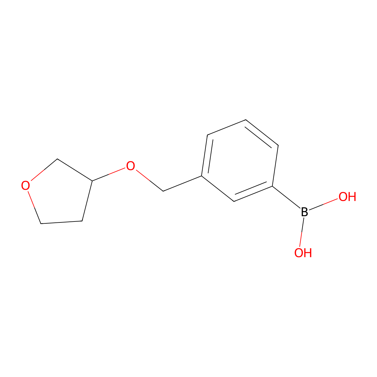 {3-[(Oxolan-3-yloxy)methyl]phenyl}boronic acid molecular structure, CAS 1350513-12-0
