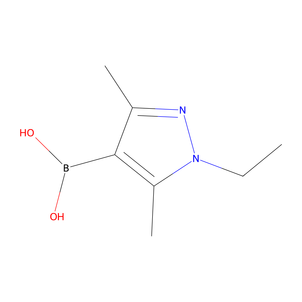 (1-ethyl-3,5-dimethyl-1H-pyrazol-4-yl)boronic acid molecular structure, CAS 1350513-38-0