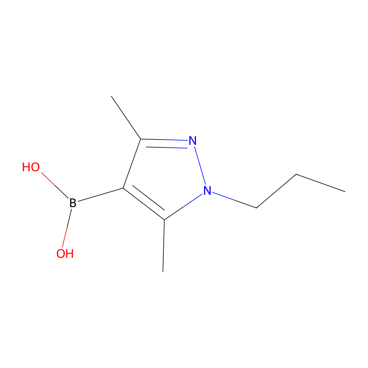 (3,5-dimethyl-1-propyl-1H-pyrazol-4-yl)boronic acid molecular structure, CAS 1350513-45-9