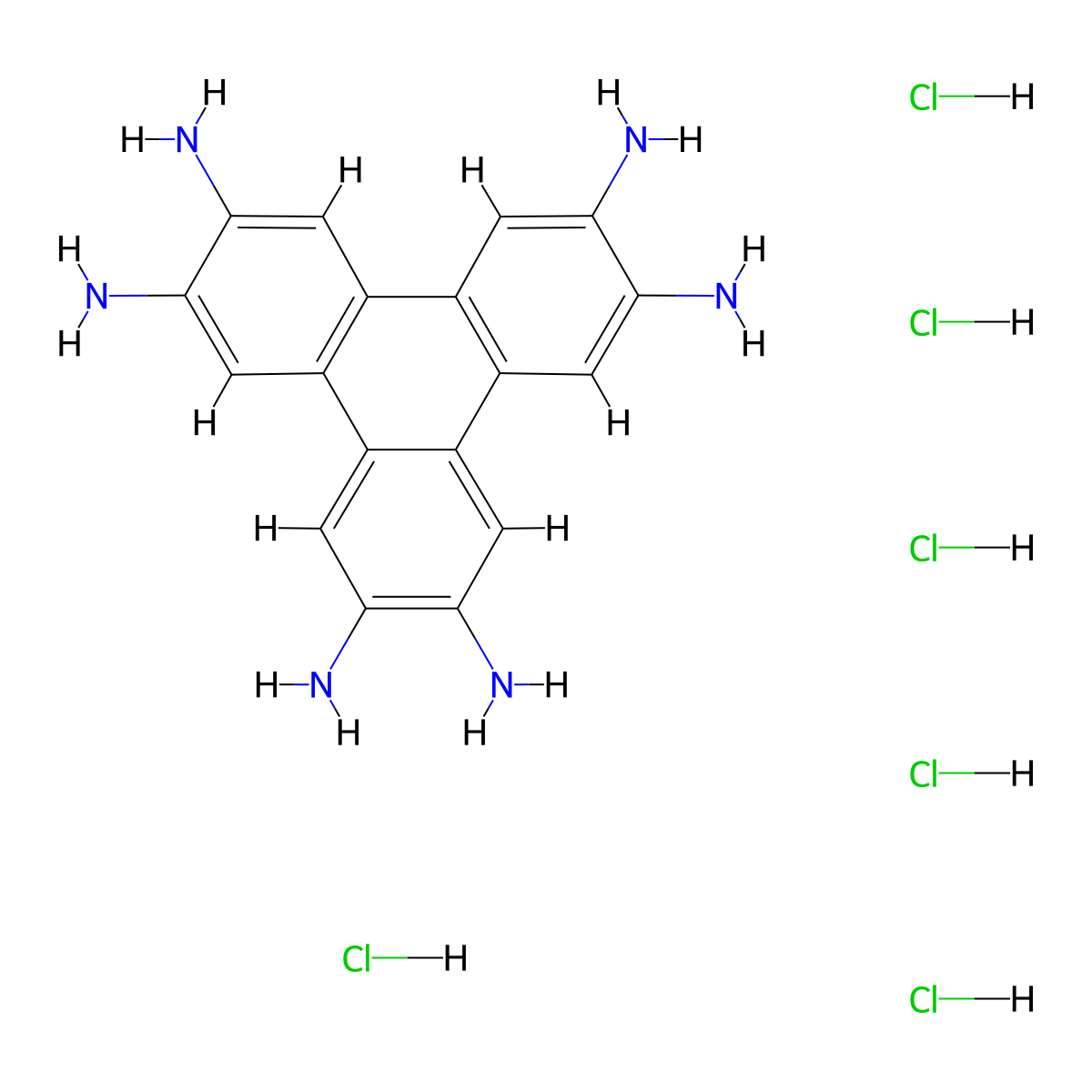 Triphenylene-2,3,6,7,10,11-hexaamine hexahydrochloride molecular structure, CAS 1350518-27-2
