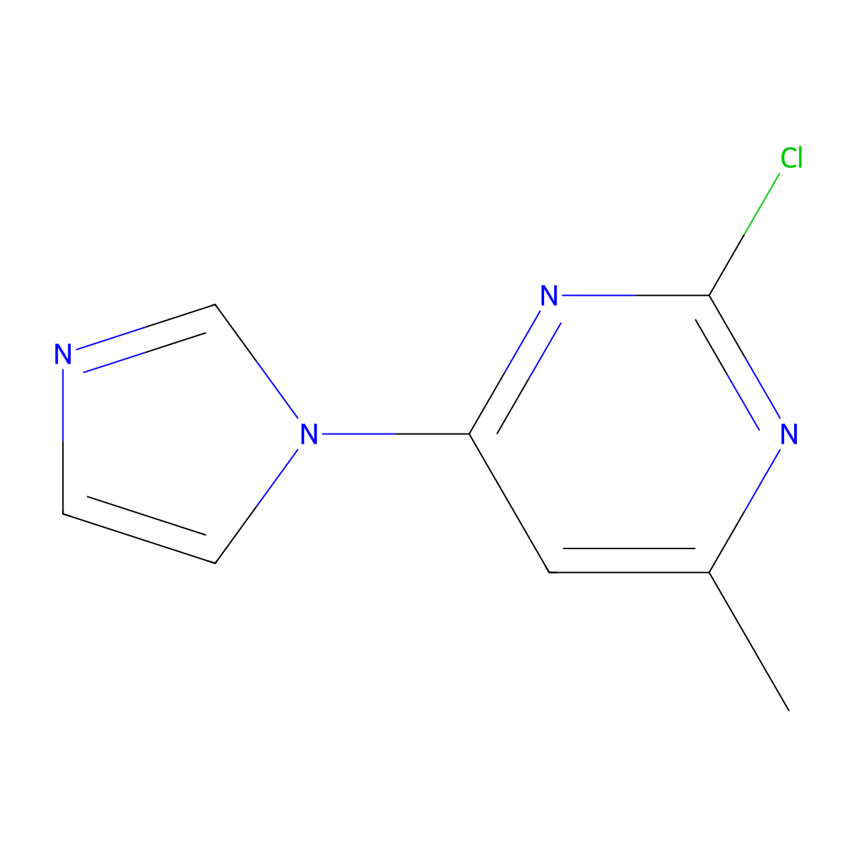 2-chloro-4-(1H-imidazol-1-yl)-6-methylpyrimidine molecular structure, CAS 135052-25-4
