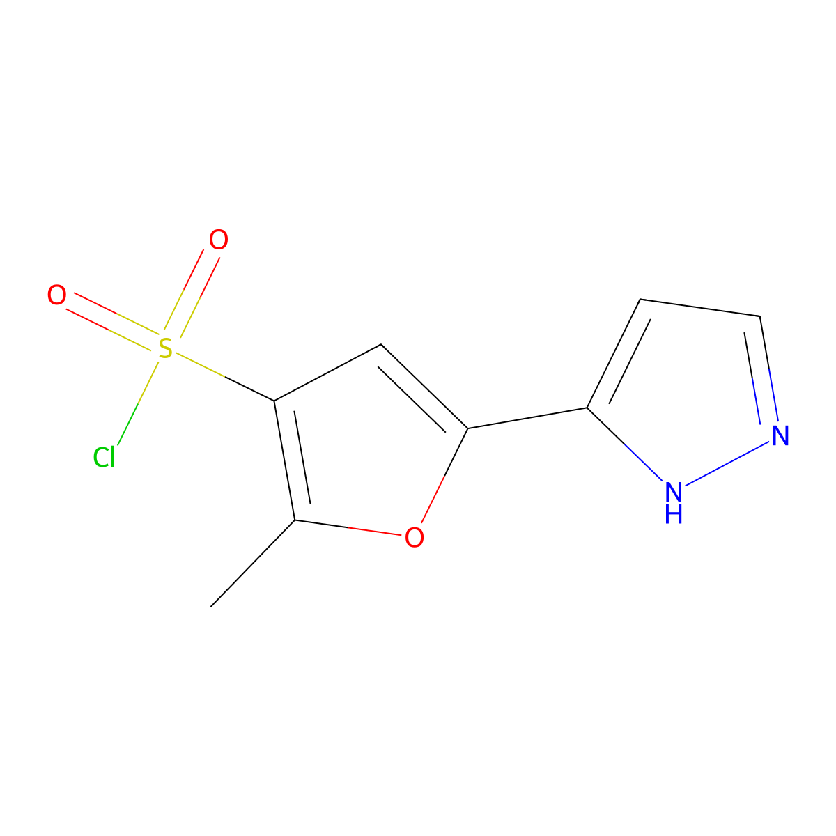2-methyl-5-(1H-pyrazol-5-yl)furan-3-sulfonyl chloride molecular structure, CAS 1350521-53-7