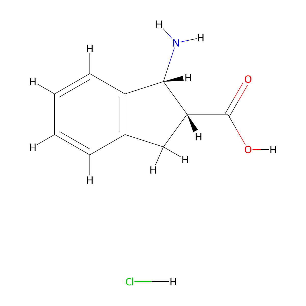 rac-(1R,2R)-1-amino-2,3-dihydro-1H-indene-2-carboxylic acid hydrochloride molecular structure, CAS 135053-09-7