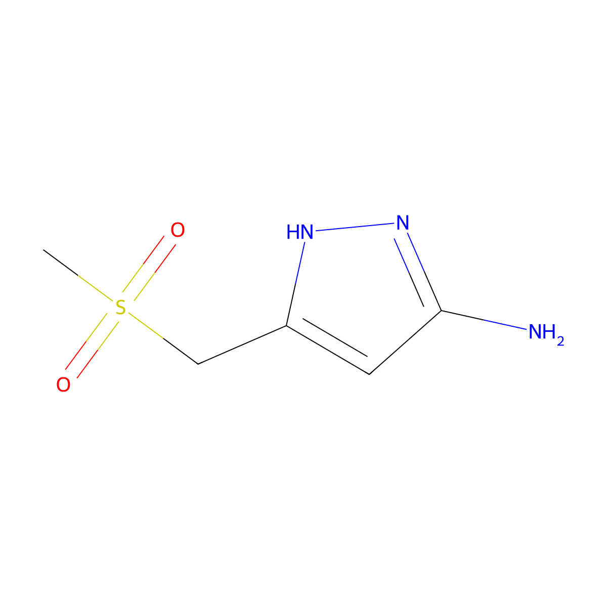 3-(methanesulfonylmethyl)-1H-pyrazol-5-amine molecular structure, CAS 1350537-54-0