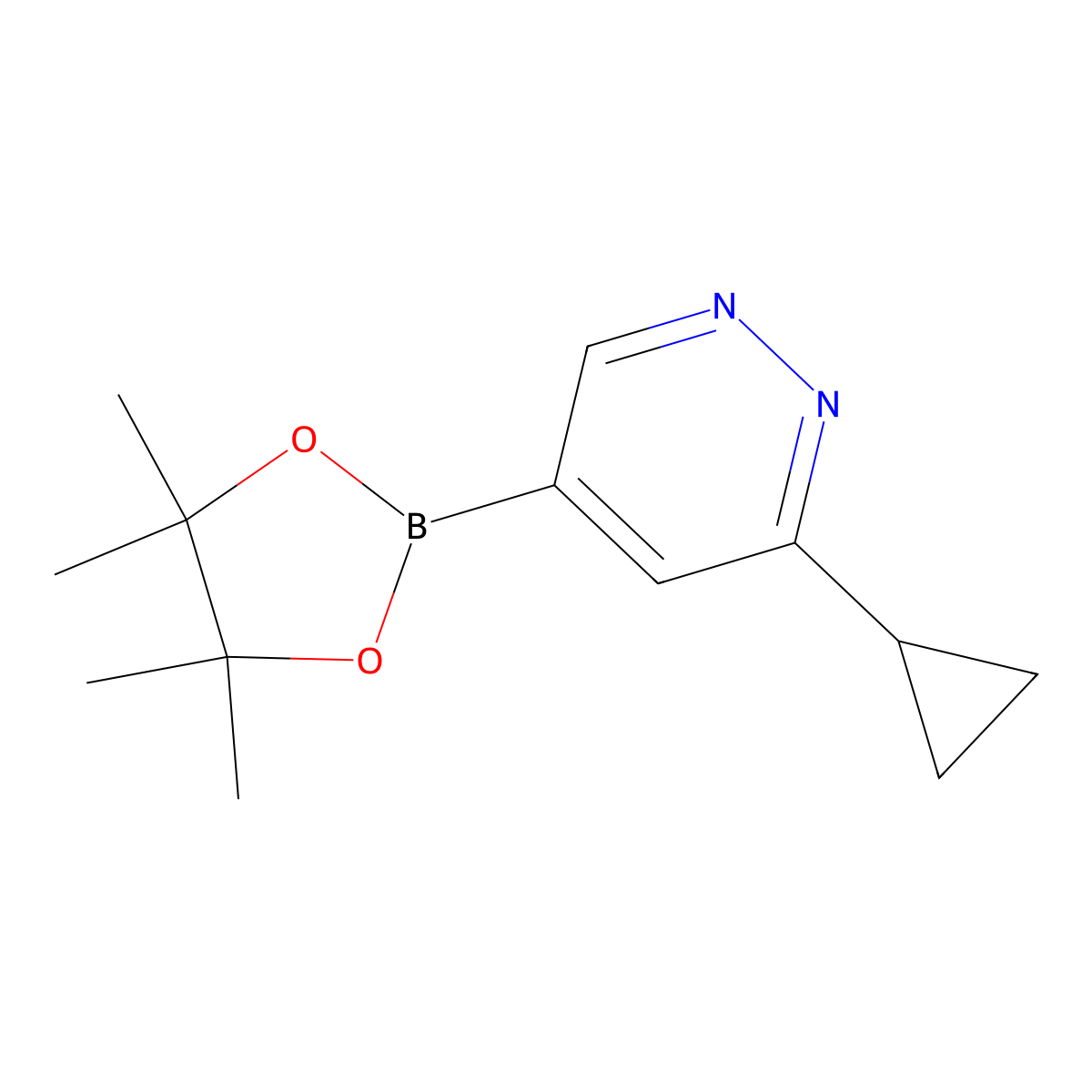 3-Cyclopropyl-5-(4,4,5,5-tetramethyl-1,3,2-dioxaborolan-2-yl)pyridazine molecular structure, CAS 1350543-98-4