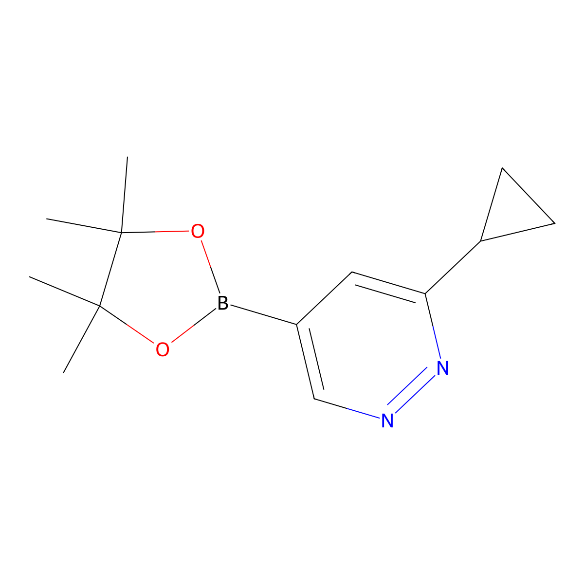 3-Cyclopropyl-5-(4,4,5,5-tetramethyl-1,3,2-dioxaborolan-2-yl)pyridazine molecular structure, CAS 1350543-98-4
