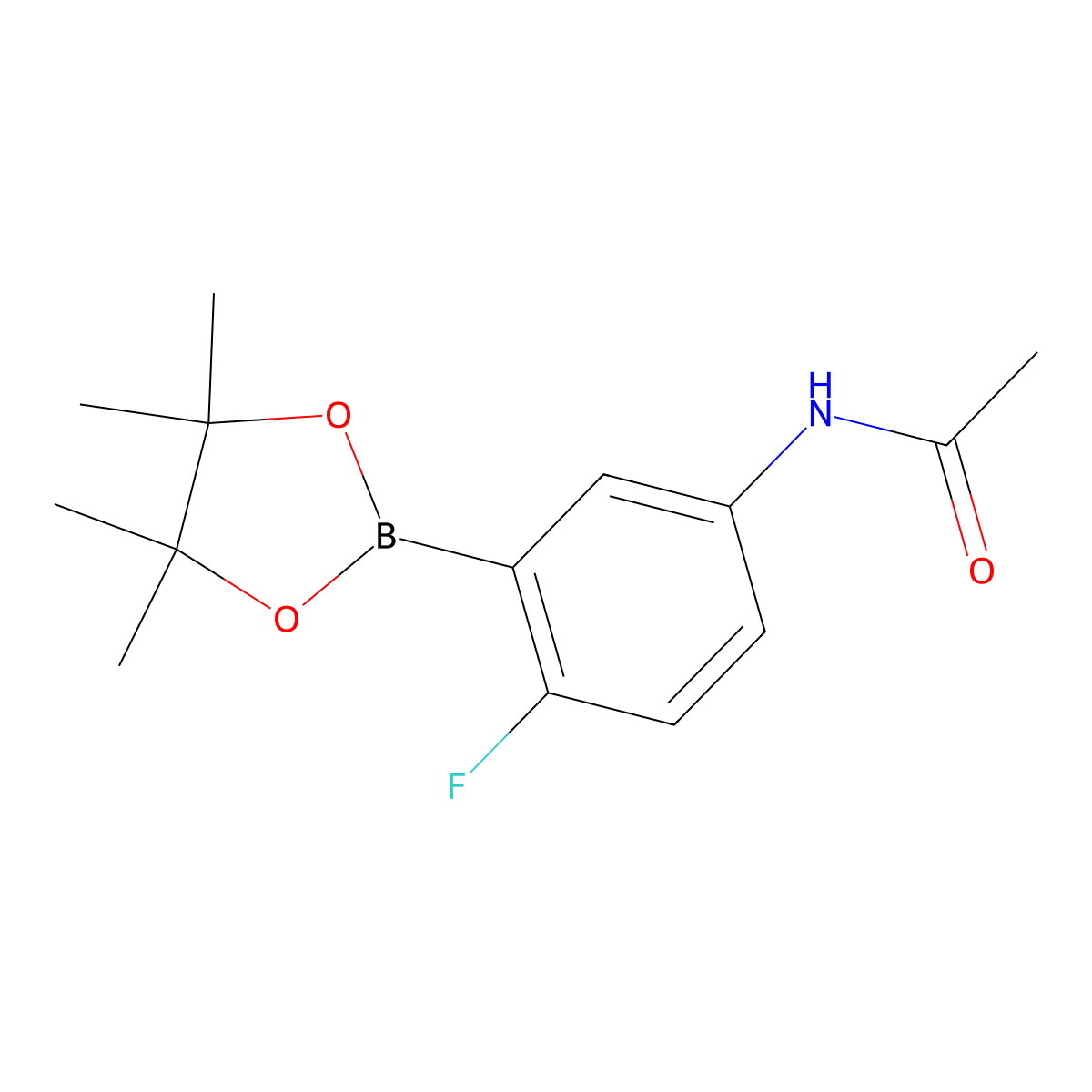 N-(4-fluoro-3-(4,4,5,5-tetramethyl-1,3,2-dioxaborolan-2-yl)phenyl)acetamide molecular structure, CAS 1350558-27-8