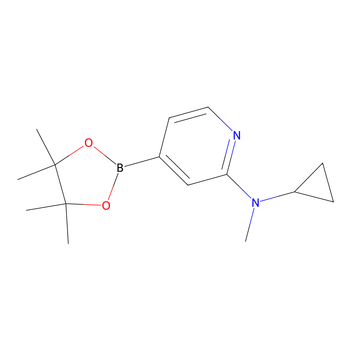 N-Cyclopropyl-N-methyl-4-(tetramethyl-1,3,2-dioxaborolan-2-yl)pyridin-2-amine molecular structure, CAS 1350561-93-1